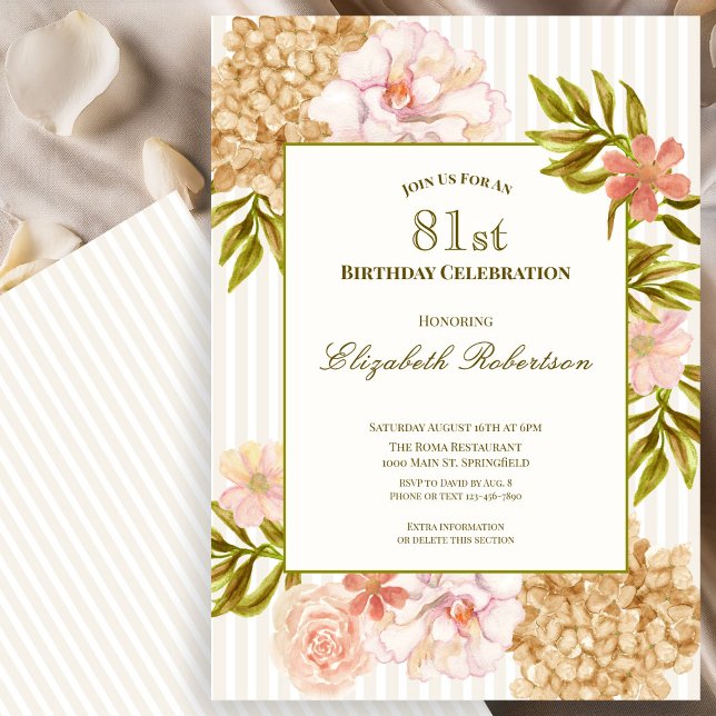 Elegant inbjudan till 81-årsfirande med höstblommo (Skapare uppladdad)
