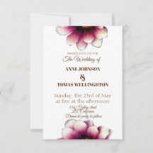 Elegant, inbjudan till Blommigt fotobröllop