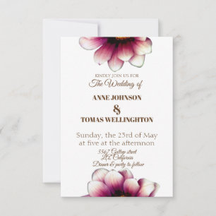 Elegant, inbjudan till Blommigt fotobröllop