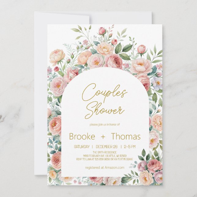 Elegant inbjudan till couples shower (Framsida)