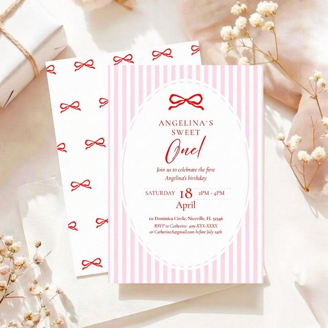 Elegant inbjudan till första födelsedagen. (Skapare uppladdad)