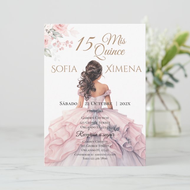 Elegant  inbjudan till Quinceanera-inbjudan Rosa r (Stående Fram)