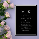 Elegant - inbjudan till svart och vitt klassiskt b<br><div class="desc">Vintage Svartvit bröllopsinbjudan Den här eleganten,  moderna blöjor för bröllop eller möhippa har en enkel svartvit textdesign som utesluter minimalistiskt stil. Lägg till initialer eller monogram för att göra dem helt egna.</div>