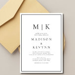 Elegant - inbjudan till svart och vitt klassiskt b<br><div class="desc">Vintage Svartvit bröllopsinbjudan Den här eleganten,  moderna blöjor för bröllop eller möhippa har en enkel svartvit textdesign som utesluter minimalistiskt stil. Lägg till initialer eller monogram för att göra dem helt egna.</div>