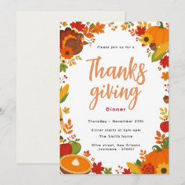 Elegant inbjudan till Thanksgiving-middag på höste