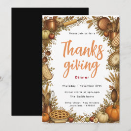 Elegant inbjudan till Thanksgiving-middag på höste