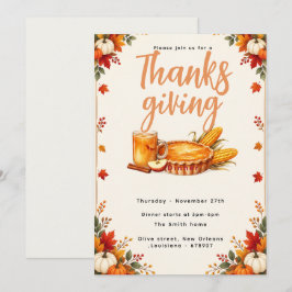 Elegant inbjudan till Thanksgiving-middag på höste