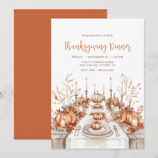 Elegant inbjudan till Thanksgiving middagsbord