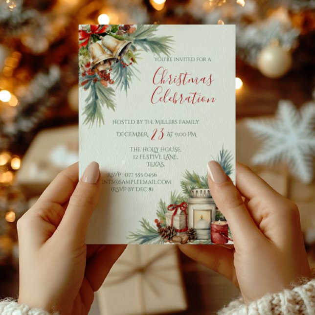 Elegant - inbjudan till traditionella julfester (Classic Christmas Elegance invitation card — elegant holiday party invite for corporate events.)