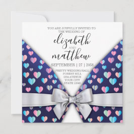 Elegant inbjudan vykort Bow och Heart Speckles