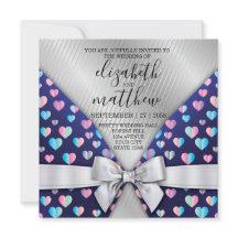 Elegant inbjudan vykort Bow och Heart Speckles