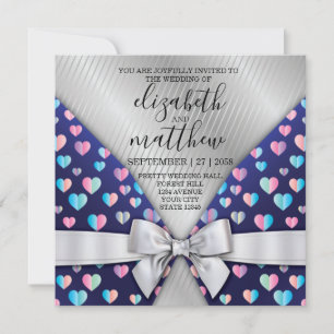 Elegant inbjudan vykort Bow och Heart Speckles