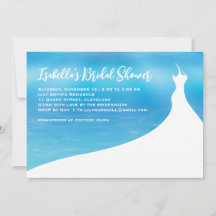 Elegant Inbjudningskort för möhippan blå vattenfär