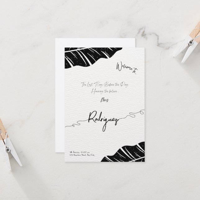 Elegant Inbjudningskort för möhippan-platta kort (Fram/Back In Situ)