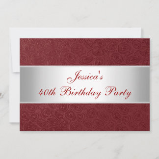 Elegant Inbyggd Mörk Red Paisley White Party Inbjudningar