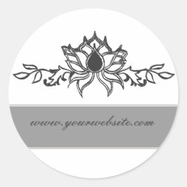 Elegant Indian Lotus Flower Teckning Runt Klistermärke