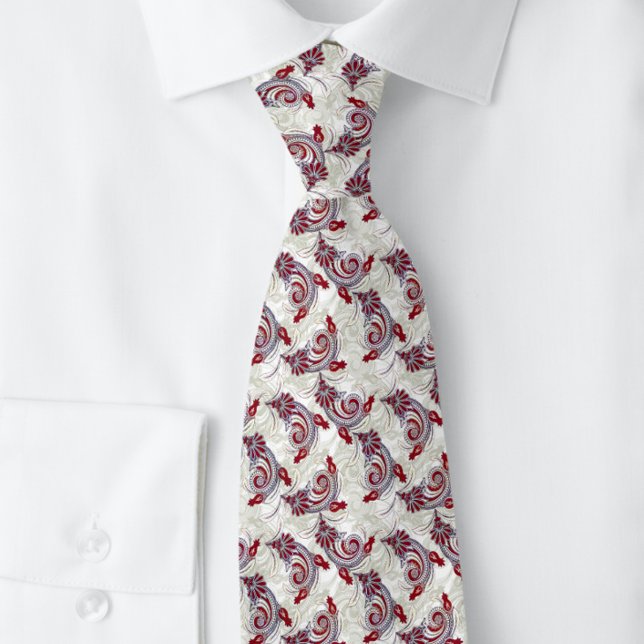 Elegant Indian Paisley Grått Cherry Red | Neck Tie Slips (Skapare uppladdad)