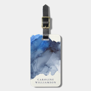 Elegant Indigo Abstrakt Personlig för vattenfärg Bagagebricka