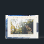 Elegant Indigo Abstrakt Vattenfärg Par Foto Julkort<br><div class="desc">Elegant Abstrakt Vattenfärg i Indigo Marinblå Anpassat Foto Högtidskort</div>