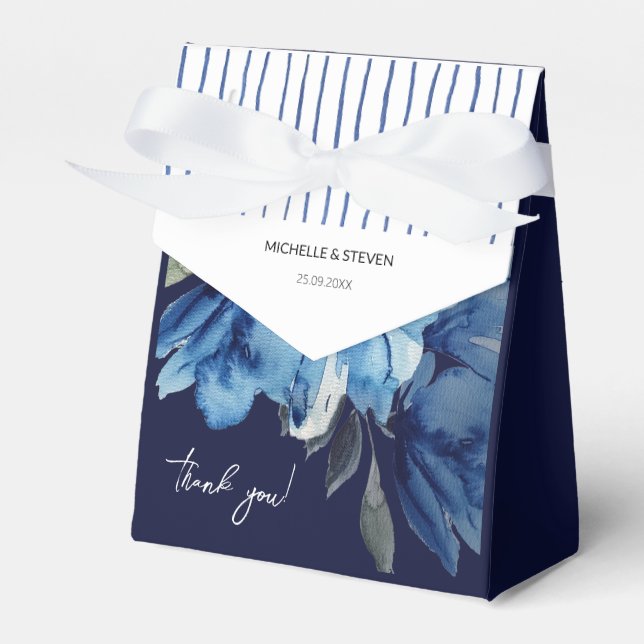 Elegant Indigo Blå Akvarellkonst Presentaskar (Framsidan Sidan)