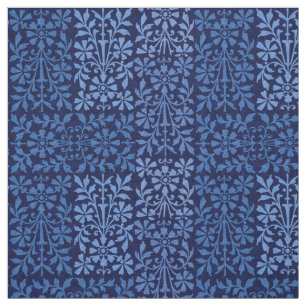 Elegant Indigo Blue Arts and Crafts Blommigt Garde Tyg