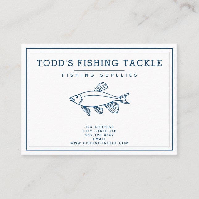 Elegant Indigo Blue Fish - Nautical/Fishing Visitkort (Framsida)