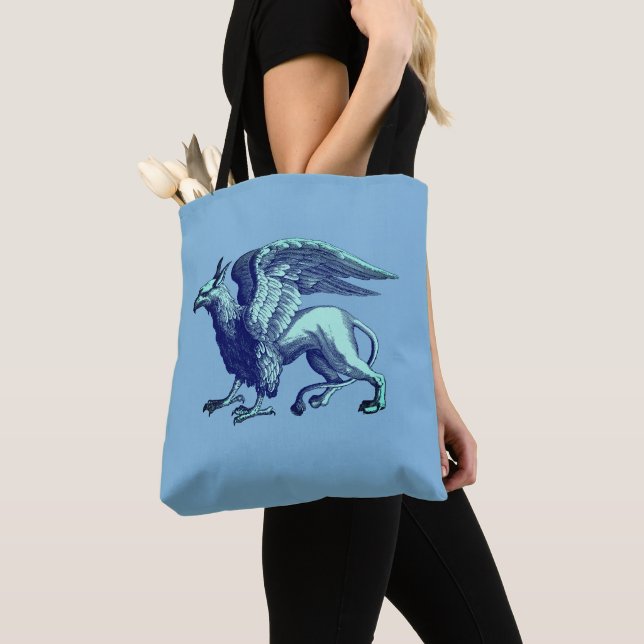 Elegant Indigo Blue Griffin - Legendary Beast Tygkasse (Närbild)