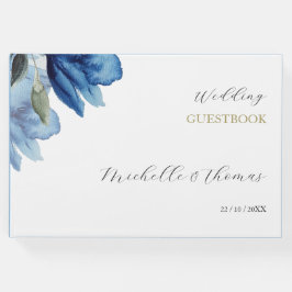 Elegant Indigo Blue Watercolor Art Gästböcker