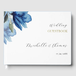 Elegant Indigo Blue Watercolor Art Gästböcker
