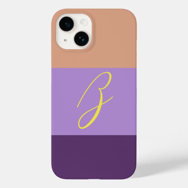 Elegant Indigo Colorblock Monogram Initial Brev (Baksida)