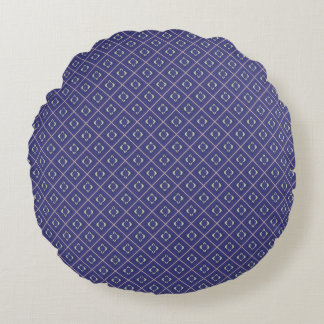 Elegant Indigo Diamond Mönster Round Pillow Rund Kudde