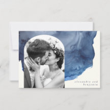 Elegant Indigo Watercolor Art Personligt bröllp Ph