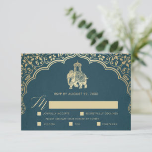 Elegant indisk Ganesha Bröllop OSA Card Guld