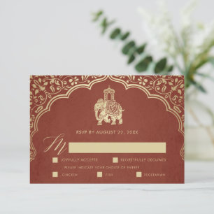Elegant indisk Ganesha Bröllop OSA Card Guld Kort