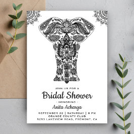 Elegant indisk Henna-elefant bröllopsdusch-inbjuda Inbjudningar