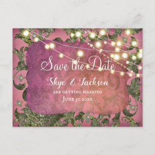Elegant indisk inspirerad boho damask Rosaröd Vykort