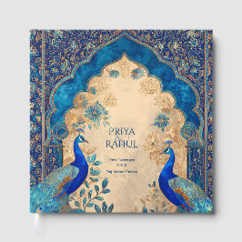 Elegant indisk vintage påfågel muslimskt bröllop gästböcker
