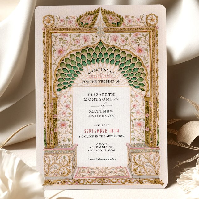 Elegant Indiska Bröllop-Blommigten Arch Motif Inbjudningar (Skapare uppladdad)