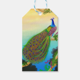 Elegant Indiska Märkre med Blue Peacock Gift Presentetikett