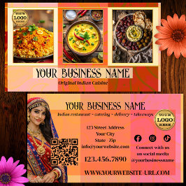 Elegant indiskt restaurang- och catering-QR-kod Visitkort