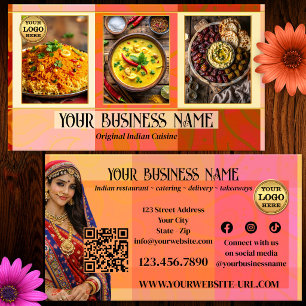 Elegant indiskt restaurang- och catering-QR-kod Visitkort