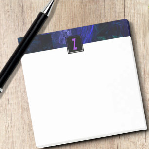 Elegant Initial Brev Monogram Luminös blå Post-it Block