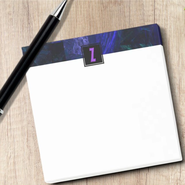 Elegant Initial Brev Monogram | Luminös blå Post-it Block (Monogram 40 sheet Post-It Notepad)