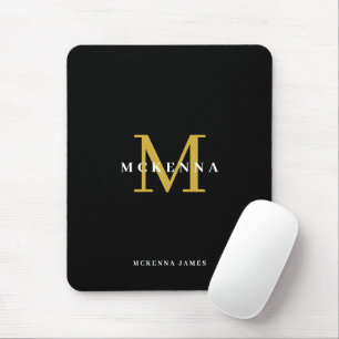 Elegant Initial Chic Svart Guld Monogram Musmatta