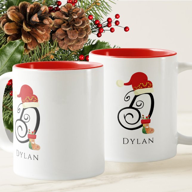 Elegant Initial Modern Script Brev D-jul Två-Tonad Mugg (Skapare uppladdad)