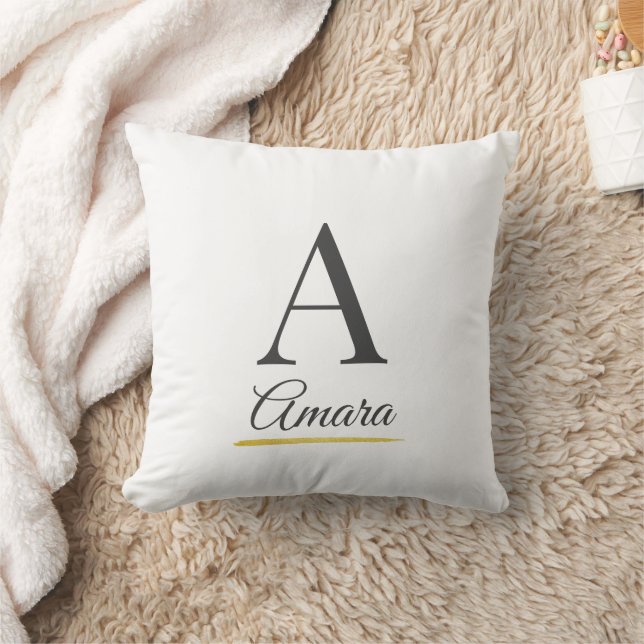 Elegant initial- och namnmönogram kudde (Filt)