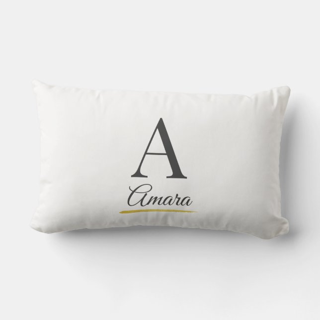 Elegant initial- och namnmönogram lumbarkudde (Baksida)