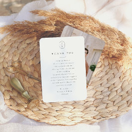 Elegant Initialer Black & White Photo Bröllop Tack Kort