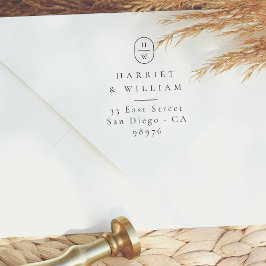 Elegant Initialer Bröllop Monogram Returadress Självfärgande Stämpel