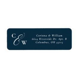 Elegant initialer marinblått bröllop klassiskt returadress etikett